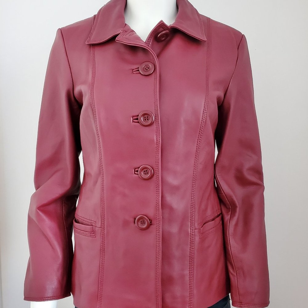 Leather Blazer Jacket Women's M